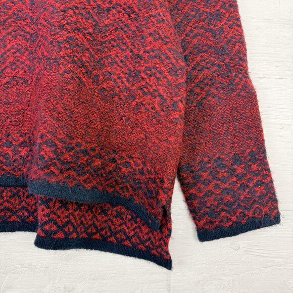 Habitat Mock Neck Sweater Womens Small Red Fair Isle Cozy Knit Pullover Holiday - Picture 5 of 14